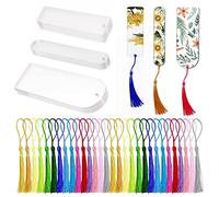 30PCS Acrylic Bookmark Blanks, Clear Acrylic Craft Bookmarks with 30PCS Colorful Tassels, Transparent Rectangle Round Bookmarks Bulk for DIY Crafts Hanging Gift Tag Price Tags(3 Shape)