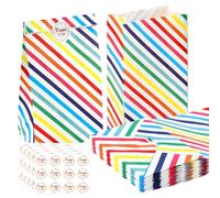 30PCS Bolsa de Regalo, Bolsas de Papel Estilo Barra Bolsa de Papel Cortada con Lindas Pegatinas, Bolsas de Fiesta para Fiestas Infantiles, Cumpleaños, Navidad