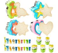 30PCS Cortador de Sándwich, Cortador Frutas y Verduras Niños, Cortadores de Sándwiches y Sellador, Moldes de Galletas para Niños, Formas de Dinosaurio Corazón Estrella Floral