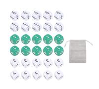 30PCS Dados numéricos de 6 Caras Plástico Verde Juego de Dados de fracción de 16 mm para Juegos de Mesa Enseñanza de matemáticas Actividades educativas de Aprendizaje