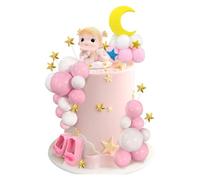 30PCS Decoracion Tarta Rosa, Decoracion Tarta Niña, Topper Tartas Baby Shower Niña, Topper Cake Con Bola Rosa, Ideal Para Fiestas Infantiles Y Decoracións de Tartas de Cumpleaños