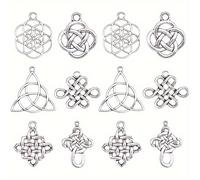 30pcs Dijes de Nudo Celta, 6 Estilos de Colgantes de Cruz, Abalorios Irlandeses y Conectores de Aleación para Hacer Joyería DIY con Collares y Pulseras