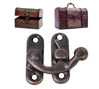 30pcs pequeña caja de bloqueo de cerrojo antiguo, gancho derecho, estilo retro de bloqueo de hierro, gancho para joyas, cajas de regalo con 120 unidades [Hasp gancho izquierdo bronce]pestillos