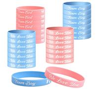 30Pcs Pulsera de Silicona para Gender Reveal, Pulsera para Revelación de Género, Pulseras Team Niño o Niña, Pulsera Team Boy y Team Girl para Gender Reveal Baby Shower Fiesta Decoración, Azul y Rosa