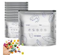 30PCS Reusable Aluminum Foil Freshness Seal Bags, Reusable Vacuum Sealer Bags, Stand Up Foil Sealable Bags with Label And Zip Lock for Vegetable Fruit Meat (10pcs,L)