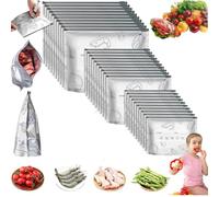 30Pcs Reusable Aluminum Foil Sealable Storage Bags 2025 New Heat Resistant, Leakproof & Reusable, Vacuum Zipper Pouches Food with Label and Stand-Up Bottom Design for Vegetable Fruit Meat (Small)
