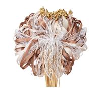 30pcs Ribbon Wedding Wands Sticks with Gold Bells and Lace Silk Bridal Party Event Holiday Celebration Gift Para Fiestas(Color 1)