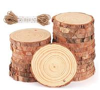 30Pcs Rodajas de Madera 8-9 cm Discos de Madera Naturales Rebanada Círculos sin acabado Decoracion Navideña con agujero y Corteza de Árbol Para Manualidades