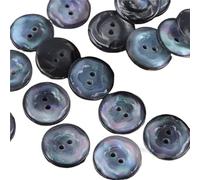 30pcs Set Vibrant Floral Resin Buttons, 11.5/15/20mm 2-Hole Pearlescent Round For Shirt Sweater Dress Decor (Green/Pink)(Black,20mm-0.79in-10pcs)