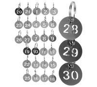 30pcs Stainless Steel Number Plate Cards Key Rings Metal Tags 1-30 Garment Accessories Hanging Labels Locker Numbers Para Casa