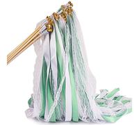 30pcs Varitas Cinta de Boda con Campanas para Fiesta Boda Aniversario Decoración Cumpleaños Sorpresa Verde