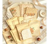 30PCS Vintage Scrapbook Pages, Junk Journal Art Deco Supplies Cards-Yellow | Hojas temáticas de canción de amor a la luz de la luna de 10 x 14 cm, adornos florales botánicos estéticos