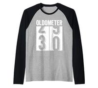 30th Birthday Gifts Oldometer 29-30 Vintage Funny Men Women Camiseta Manga Raglan