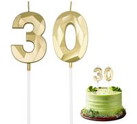 30th Velas Cumpleaños, Velas de Pastel de Cumpleaños Doradas, vela número 30 para Cumpleaños/Aniversario de Bodas/Fiesta de Graduación