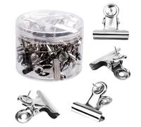 30uds Clips y Chinchetas, Chinchetas Clips Bulldog con Alfileres Metal Tablón Anuncios Accesorios para Tableros Corcho para Usar en la Pared del Cubículo la Oficina en Casa (Plata)