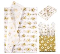 30uds Papel de Seda con Estampado de Pata de Gato, 35x50cm Lindo Papel de Regalo Papel de Regalo para Embalaje de Regalos Bodas Cumpleaños Suministros para Fiestas Manualidades (Oro)