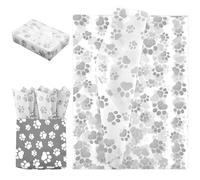 30uds Papel de Seda con Patas de Perro, Papel de Seda con Estampado de Patas Lindo de 50x35cm Papel de Seda para Envolver Regalos para Embalaje de Regalos Suministros para Fiestas(Plata)