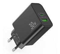 30W 2-Puerto Tipo C Carga Rapida Cargador para Samsung Galaxy S26 S25 S24 | Cargador Enchufe USB C USB-A Rápido para 45W/25W para S23 S22 Ultra FE 5G, A57 A56 A55 A54 A53 A35 A25 A15, Tablet S9 S8 A9