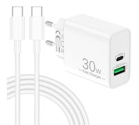 30W Cargador Carga Rapida para Samsung Galaxy S25 S24 S23 S22 S21 Ultra FE 5G S20, A55 A54 A53 A52 A51 A13 A12, Note 20 10, Enchufe USB PD&QC Cargador USB C con 2m Tipo C Cable Carga Rápida