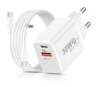 30W Cargador USB C con Cable für Google Pixel 10/10 Pro/10A/9 Pro XL/8 Pro/8A/7, Cargador Carga Rapida Enchufe Movil Rapido Tipo C con Cable USB C 2M para iPhone 17 Air/16e/16 Plus/15 Pro MAX Xiaomi