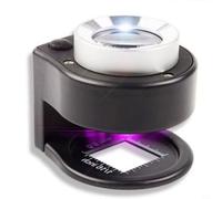30x para lupa óptica dual con 3 LED y medición para escala, lupa de mano iluminada de alta potencia joyería, antigüedades, textiles, sellos, incluye funda de cuero, blanco (negro)