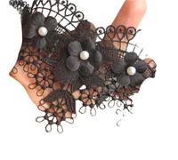 30x White Grape Flowers Pearl Lace Trim Ribbon Embroidered Knitting Wedding Dress Handmade Patchwork Sewing Supplies Crafts(Black)