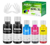31 32 31XL Tinta Compatible con HP 31 32XL Botellas de Recarga de Tinta para Smart Tank 5105 7005 7006 7305 7306 7605 Smart Tank Plus 315 319 455 515 516 530 (5P 2Negro/Cian/Magenta/Amarillo)