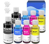 31 32XL Tinta Compatible con HP 31 32XL Cartucho de Tinta Multipack para Smart Tank 5105 7005 7006 7305 7306 7605 Smart Tank Plus 315 319 455 515 516 530（8Pack, 2 Negro/ 2 Cian/ 2 Magenta/ 2 Amarillo）