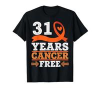 31 Años de Cáncer Cinta Naranja Libre Leucemia Guerrero Sobreviviente Camiseta gráfica económica, Hombre, Negro, L
