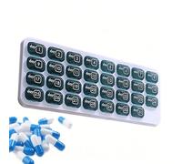 31 Day Monthly Pill Organizer - Mini Pill Box portátil, 28 x 10 x 2 cm - 30 31 Day Medication Reminder For Travel - Daily Vitamin Case