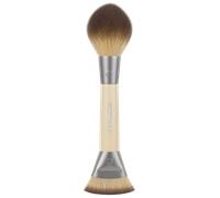 EcoTools Sculpt + Bronze - Brocha vegana de maquillaje doble, cabezal denso para contorno y esponjoso para bronceador, ideal para crema, polvo o líquido, tamaño viaje, libre de crueldad