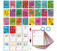 31 flashcard lettre, impresión a Doble Cara, Letras de borrado en seco, Palabras de Vista y Tarjetas de Aprendizaje de números, Tarjetas de práctica de rastreo de Letras para Preescolar
