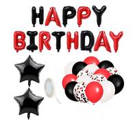 31 globos de cumpleaños para mujeres, 1 rollo de cinta roja con pancarta de feliz cumpleaños, globos de papel de aluminio, decoración de cumpleaños