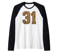 31 Número Leopard Treinta y Uno Equipo Deportes Varsity Matching Camiseta Manga Raglan