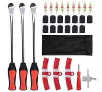 31 Pcs Desmontadora de Neumáticos, Protectores de Llanta, Desmontador Ruedas Metalico para Motocicleta Bicicleta Scooter Eléctrico,llave de válvula 4 en 1, llave inglesa, núcleos de válvula, tapones