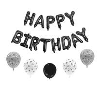 31 Piezas Globos Negro Blanco De Happy Birthday Banner Kit, Negro Globos Metalizados, Globo Látex Natural Biodegradables De 12 Pulgadas, óptimos Para Helio y Aire, Feliz Cumpleaños Party Decoración