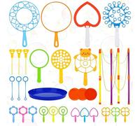 31 Piezas Kit de Pompas de Jabon,Juego de Burbujas de Jabón,Juego de Pompas de Jabón para Niños,Maquina de Burbujas para Juegos al Aire Libre para Niños, Playa, Picnic, Fiestas, Cumpleaños