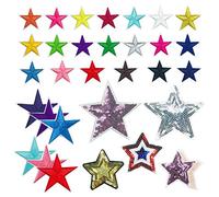 31 Pz Estrella Parches ropa Termoadhesivos, Woohome Parches Bordados Patch Sticker para Ropa, Mochila, Gorras, Repara El Palo de Agujero