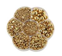 3100 cuentas de perlas ABS semicirculares de 2/3/4/5/6/8/10 mm con parte trasera plana para bricolaje, joyería, decoración de uñas, manualidades, color dorado, tamaño mixto, aproximadamente 3100 uni