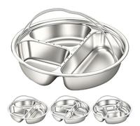 316L Stainless Steel Steamer Tray for Pot, Premium 316 Stainless, Steel Divided Plate with Double Handles, 316 3/4/5-Compartment Round Steamer Tray for Cooking Meal Preps Divider Plate (3Grids)