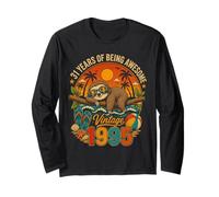 31st Birthday Retro Sloth Tropical Vintage 1995 31 Years Old Manga Larga