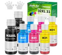 32 31XL Tinta Compatible con HP 31 32XL Botellas de Recarga de Tinta para Smart Tank 5105 7005 7006 7305 7306 7605 Smart Tank Plus 315 319 455 515 516 530 (8 Pack 2 Negro/2 Cian/2 Magenta/2 Amarillo)