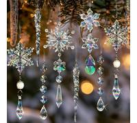 32 Adornos de Cristal para decoración de Navidad, Adornos iridiscentes para árbol de Navidad, Copos de Nieve, Colgantes de carámbano, Adornos Colgantes para árbol de Navidad, Invierno, Vacaciones,