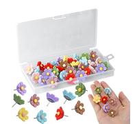 32 agujas florales para dibujar, agujas de dibujo de flores para tablón de anuncios, creativas y decorativas para tablones de anuncios, paredes de corcho, paredes de fotos, oficinas (color mezclado)