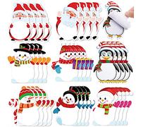 32 Bloc de Notas de Navidad Notas Autoadhesivas de Tema de Invierno de Vacaciones para Decoración de Estudiar Trabajo, Elemento de Navidad 8 Estilos (Muñeco de Nieve Santa Pingüino)