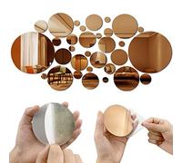 32 calcomanías redondas de acrílico para pared, con espejo, extraíbles, con 4 clavos en forma de I, para decoración de fondo del hogar y dormitorio (oro champán)