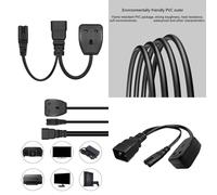 32 cm de longitud IEC320 C20 a IEC320 C7 cable de alimentación Reino Unido cable divisor en Y cable adaptador de ordenador de PVC línea de cable