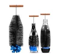 32 CM Limpia Biberones Cepillo para Sodastream, Limpia Botellas por Dentro Cepillo Largo con Esponja y Cerdas, Apto para Botellas de Vidrio y Plástico, Libre de BPA, Mango Ergonómico, Negro