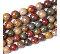 32 cuentas de jaspe Picasso natural de 12 mm, piedras de poder curativo, cuentas redondas sueltas para hacer joyas, pulseras, collares, 15 pulgadas (oz11, Sa631)
