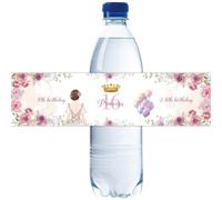 32 etiquetas rosas para botellas de agua con texto en inglés "Happy 16th Birthday", envoltorios para botellas de princesa dieciséis para niñas, calcomanías florales para botellas de 16 cumpleaños